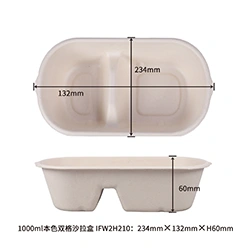 1000ml salad box 2compartment